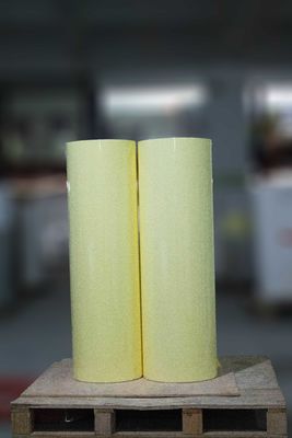 Self Adhesive Sticker Paper Roll  50 transparent PET acrylic adhesive 140 yellow