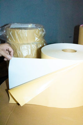 Hot Melt Glue Thermal Label Roll , Kraft Paper Jumbo Roll 80u Surface Thickness